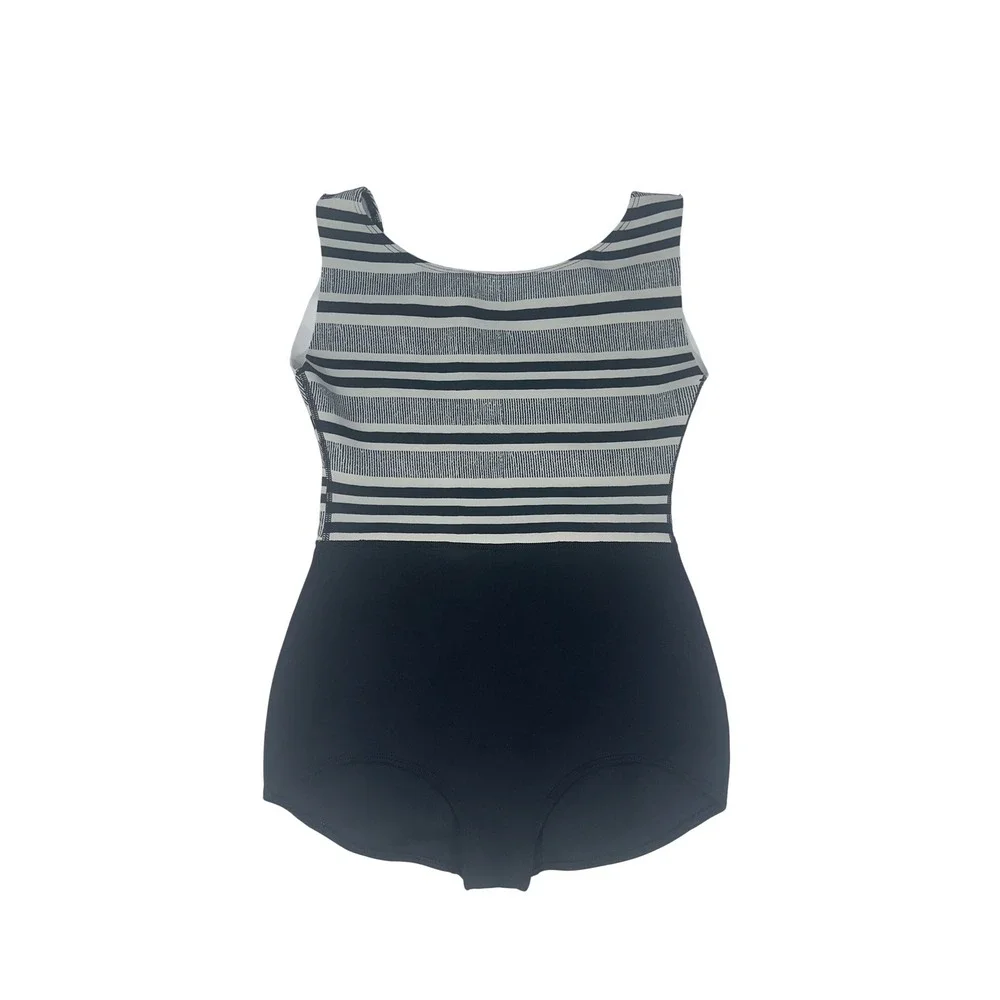Seea Womens Medium Lido One Piece Swimsuit Black White Striped Surf Suit‎ USA